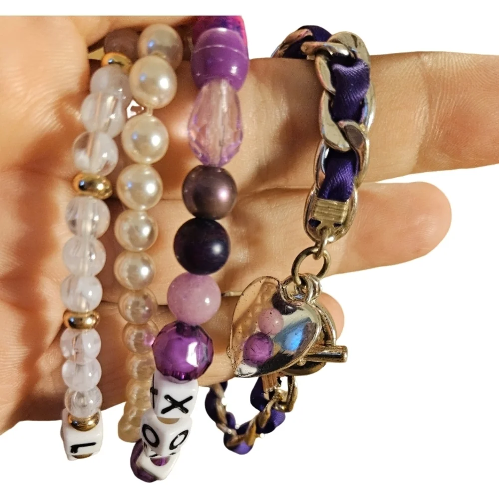 Lot 4 Pieces Bracelets 1 With Charm Assorted